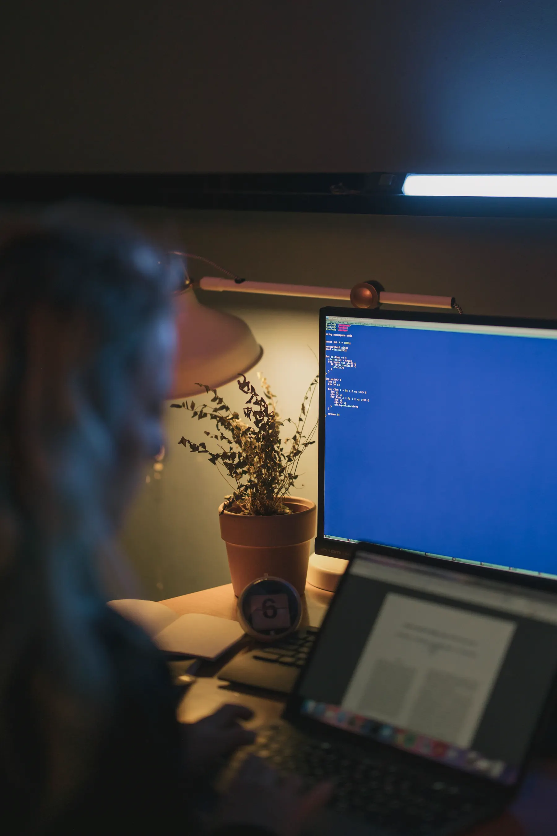 Home workspace with desk electronics