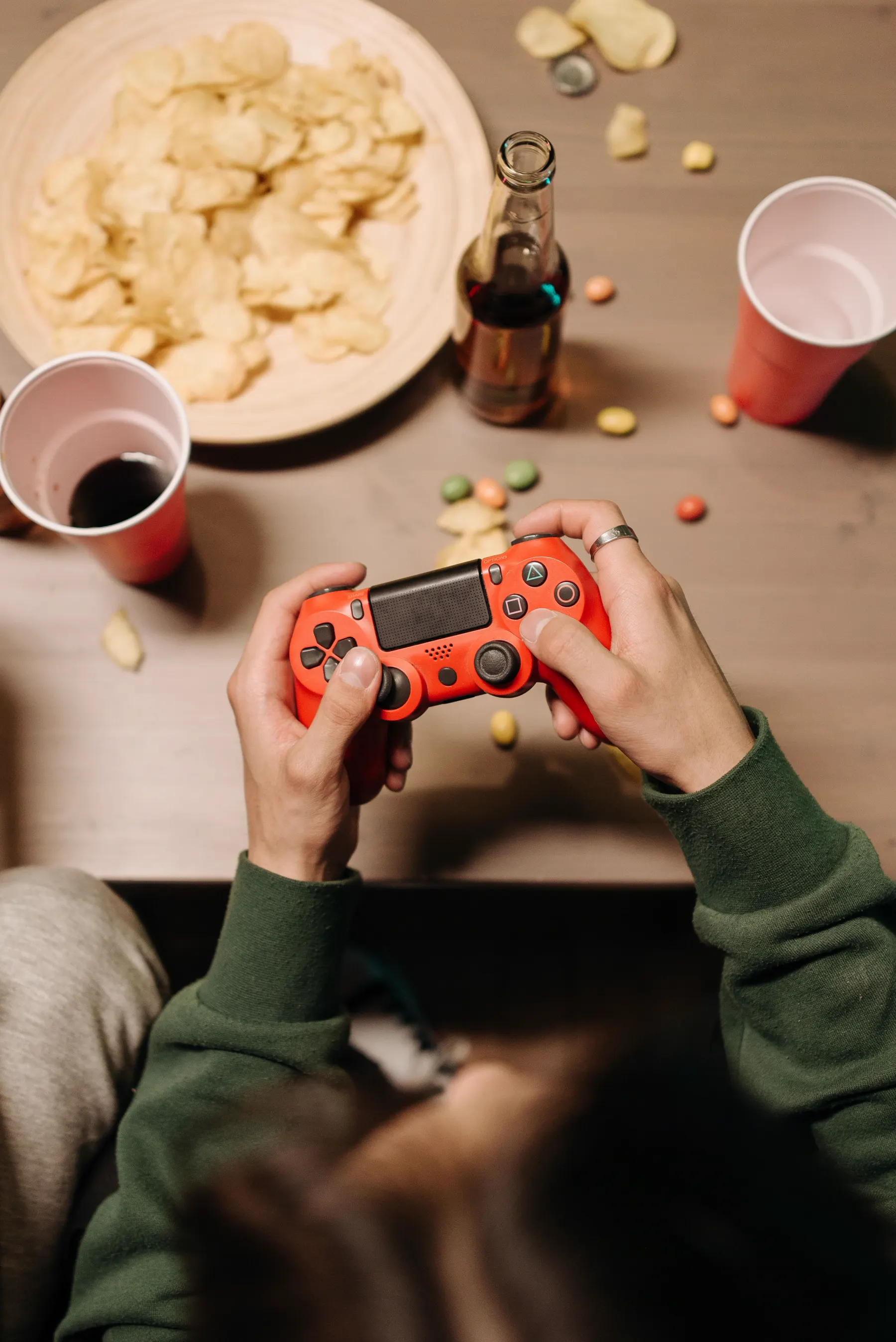 Person using a game controller